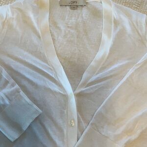 LOFT White Button-Up Cardigan